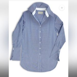 CLASSIC SIX NY DONNA BUTTON-DOWN SHIRT IN BLUE & WHITE STRIPE
